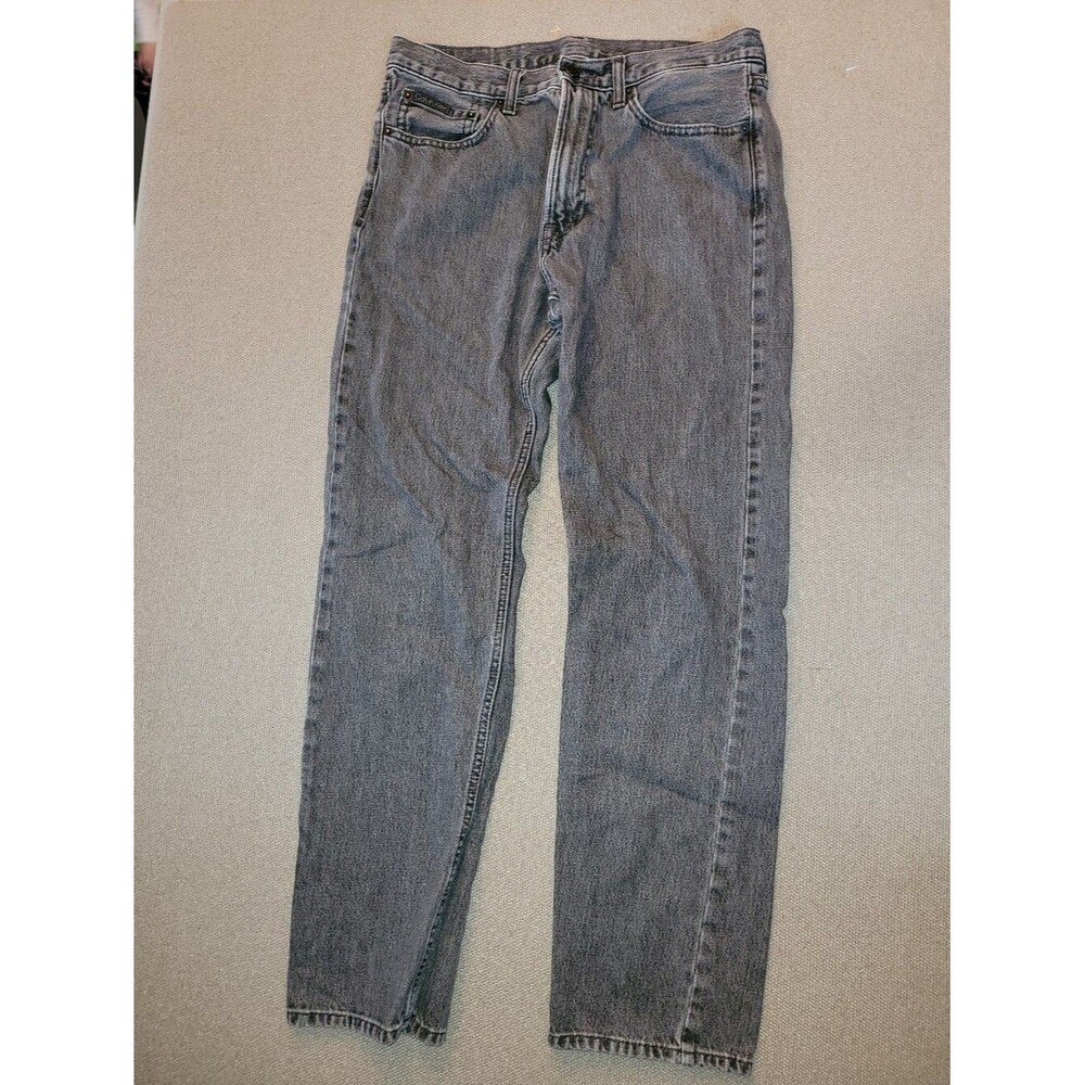 Calvin Klein Size W32 L32 Mens Grey Black Wash Standard Straight-Leg Denim Jeans